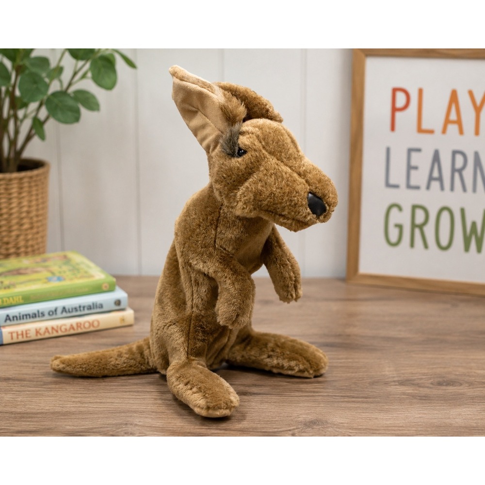Folkmanis Kangaroo Hand Puppet Plush Stuffed Animal Brown 12" No Baby Joey